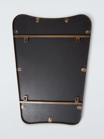 John Lewis Curved Metal Frame Mid Century Wall Mirror, 70 x 50cm, Antique Brass