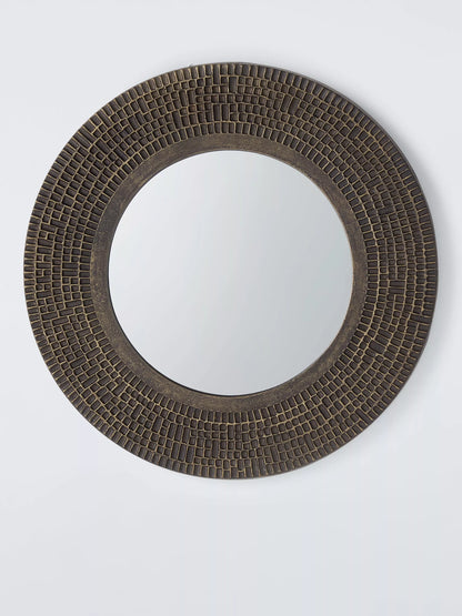 John Lewis Autumn Fusion Round Wall Mirror, 65cm, Antique Brass