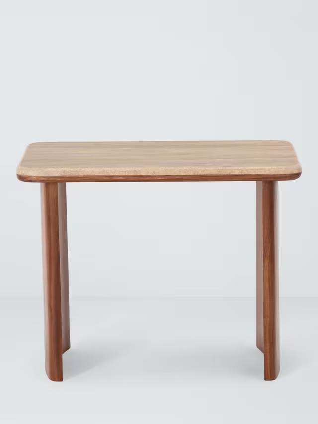 John Lewis Adina Travertine Top Nest of 2 Tables Walnut