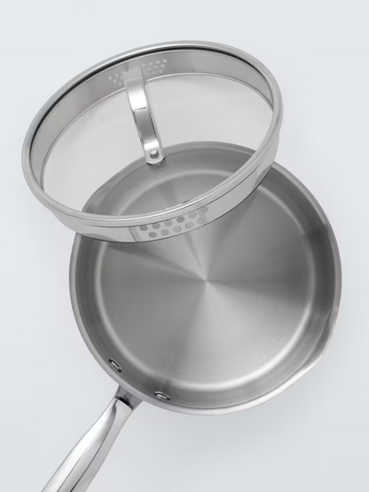 John Lewis 'The Pan' Stainless Steel Uncoated Saucepan Only Set, 3 Piece (No Lids Included)