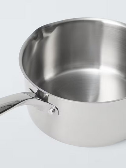 John Lewis 'The Pan' Stainless Steel Uncoated Saucepan Only Set, 3 Piece (No Lids Included)