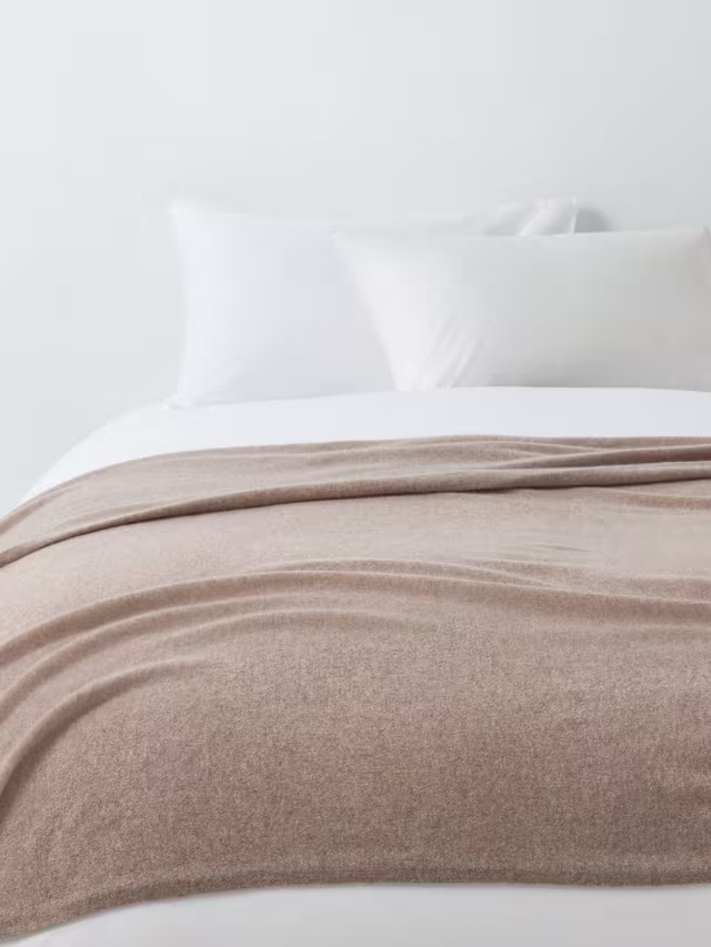 John Lewis The Ultimate Collection Cashmere Throw, Oatmeal
