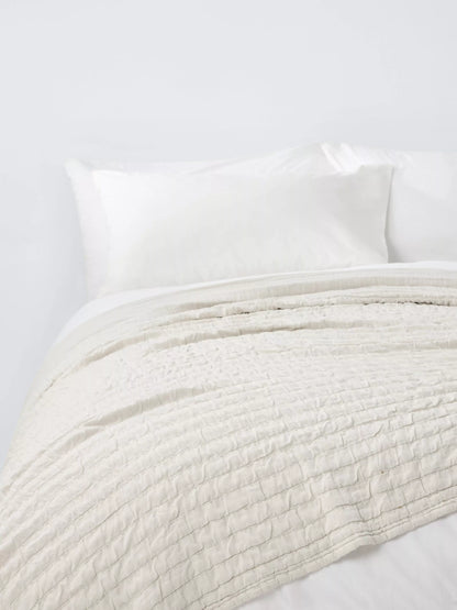 John Lewis Ruched Bedspread, Greige