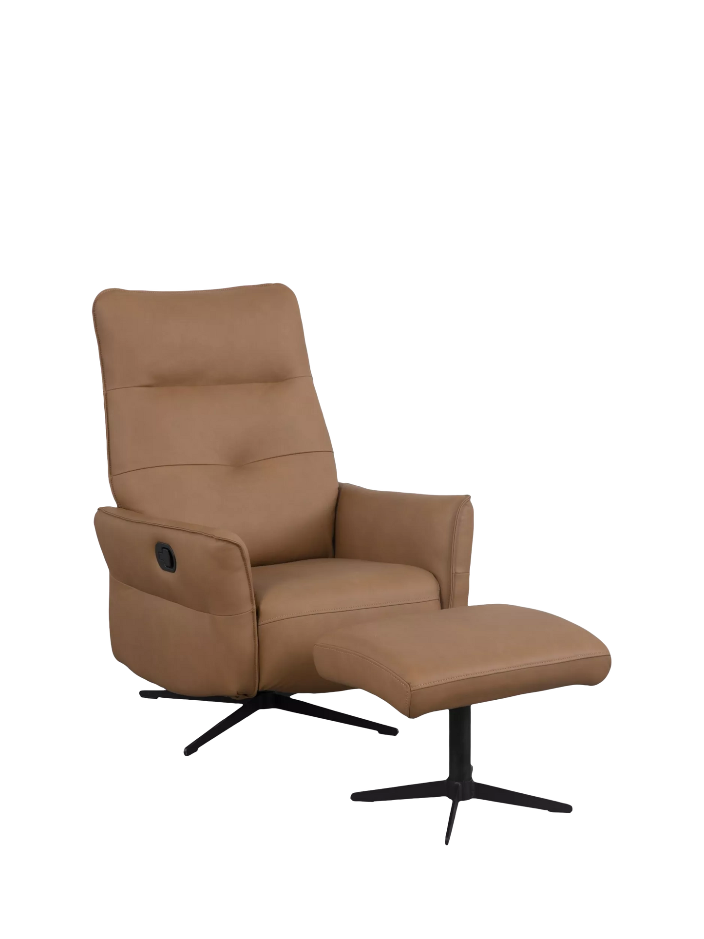 John Lewis Relaxed Recliner Armchair & Footstool, Metal Leg, Tan Leather