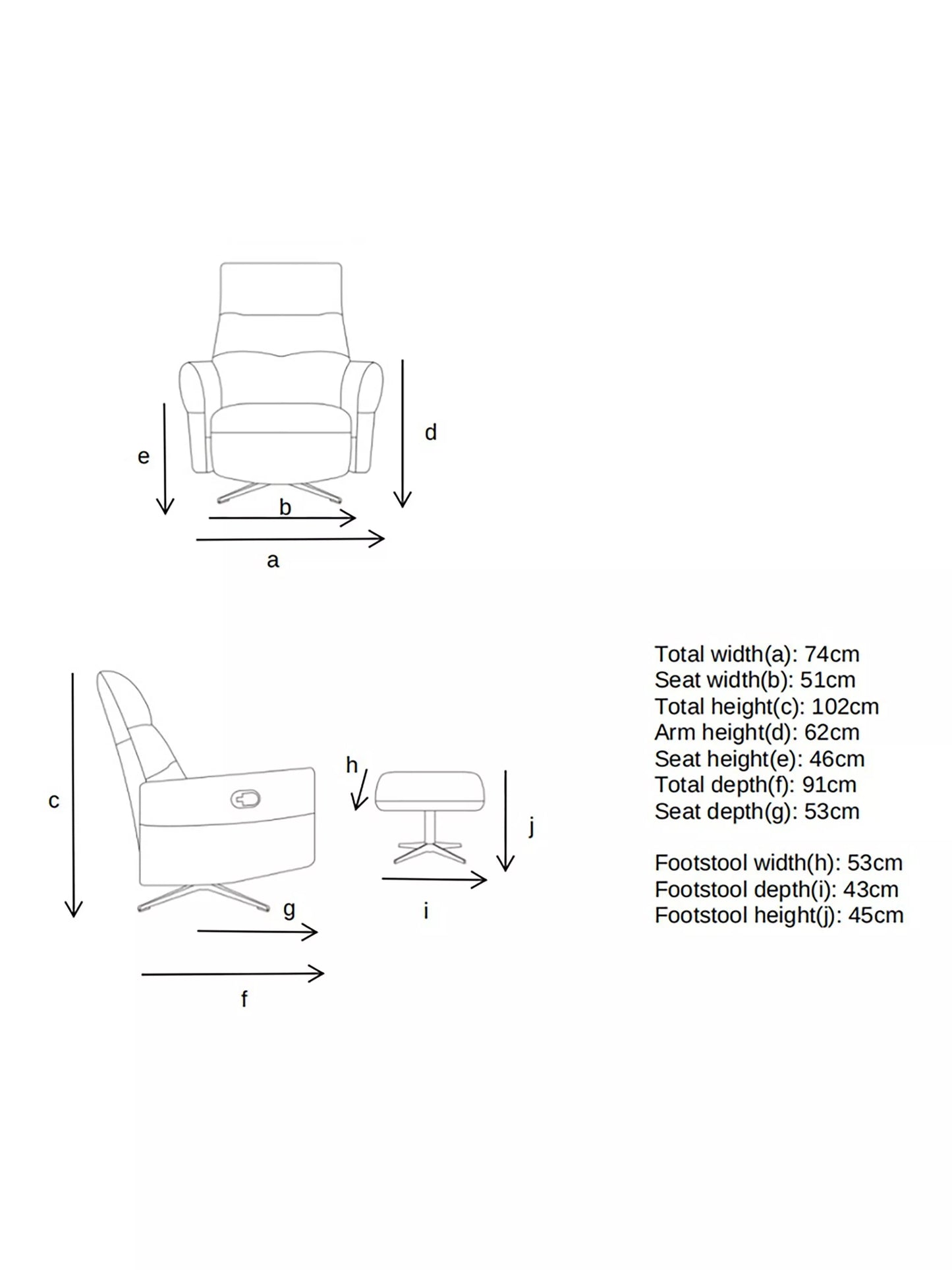 John Lewis Relaxed Recliner Armchair & Footstool, Metal Leg, Tan Leather