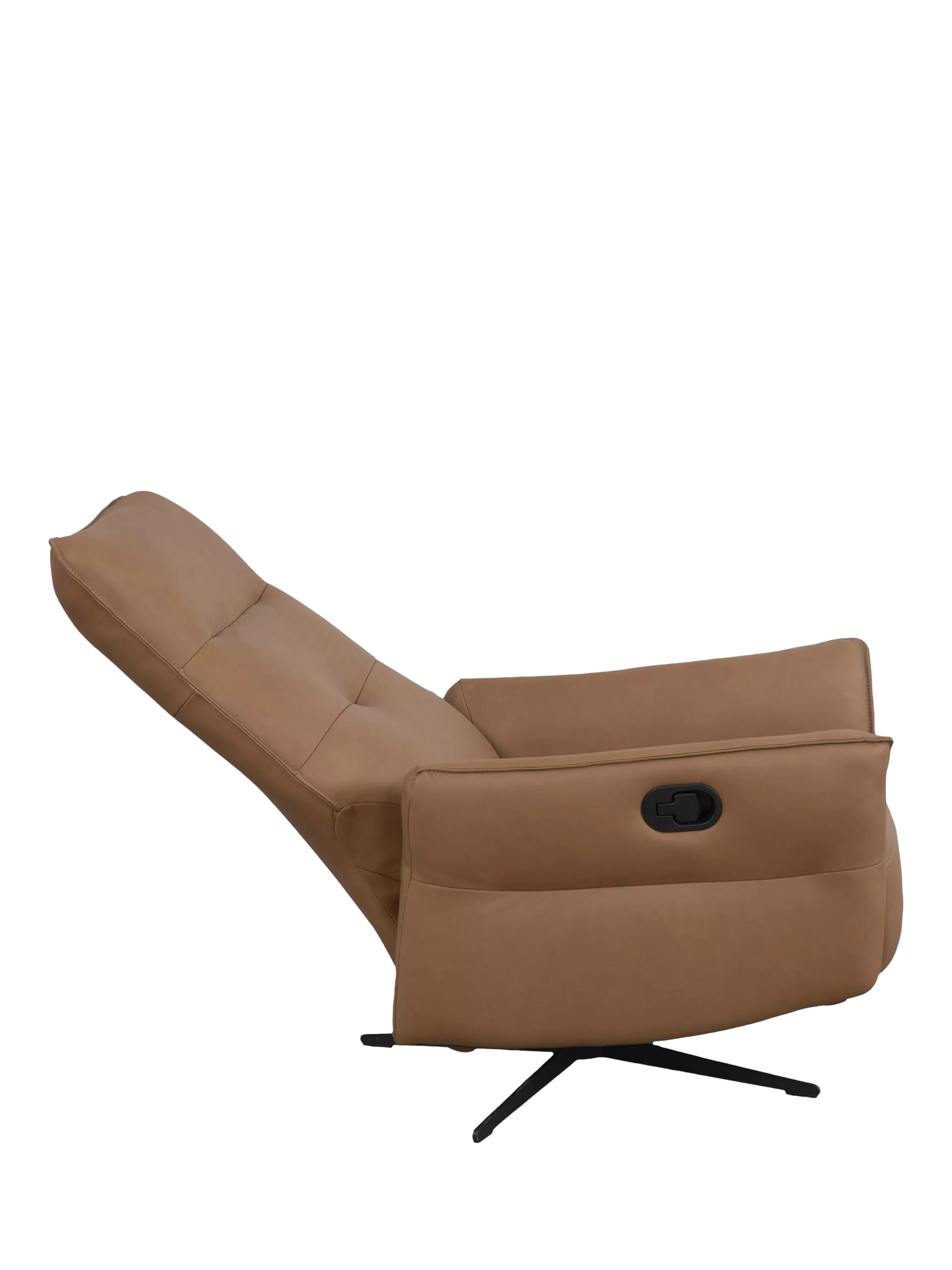 John Lewis Relaxed Recliner Armchair & Footstool, Metal Leg, Tan Leather