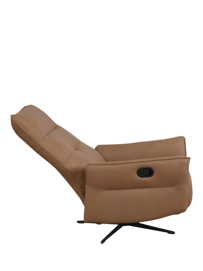 John Lewis Relaxed Recliner Armchair & Footstool, Metal Leg, Tan Leather