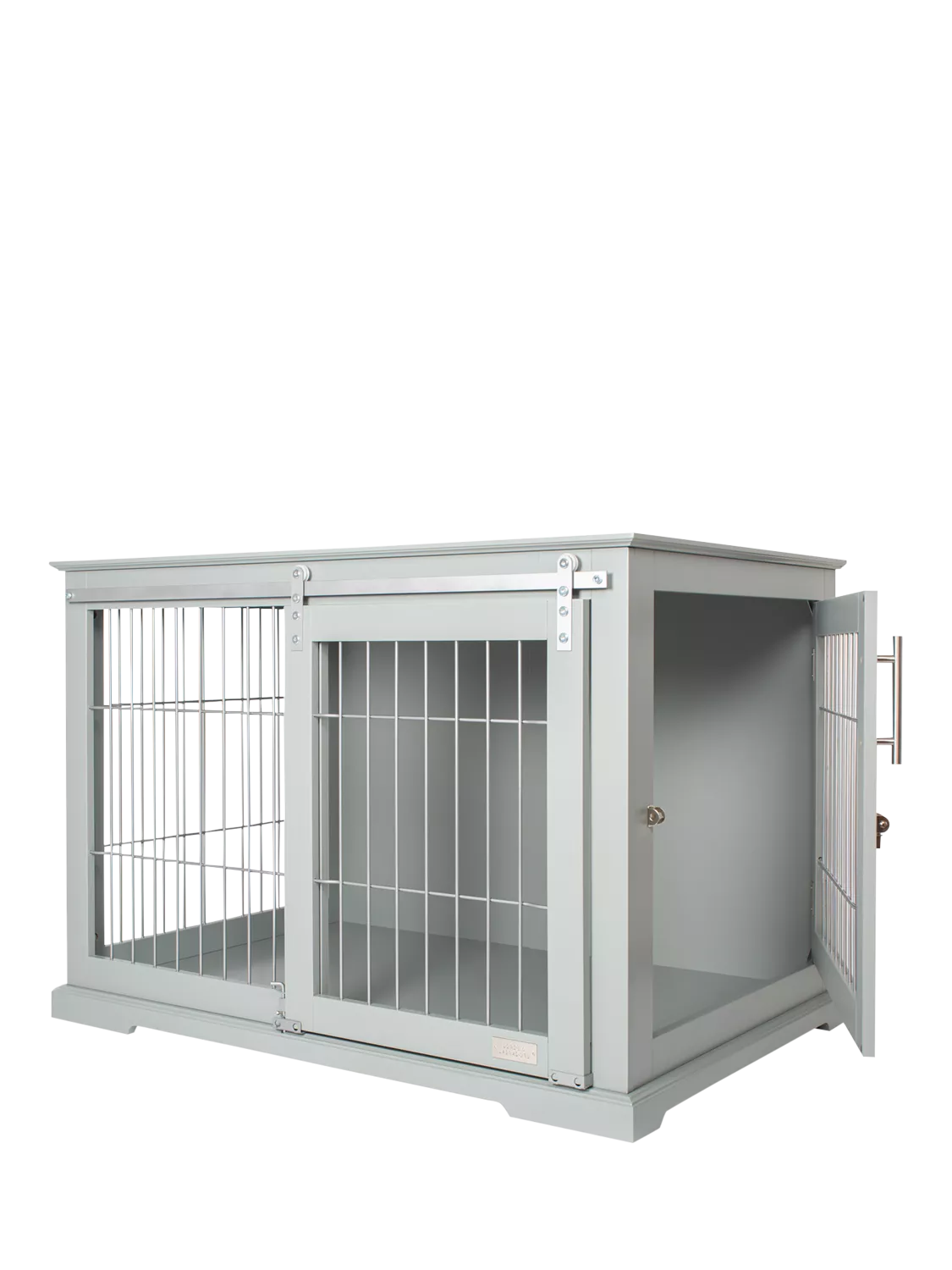 Lords & Labradors Wooden Sliding Door Dog Crate, Grey