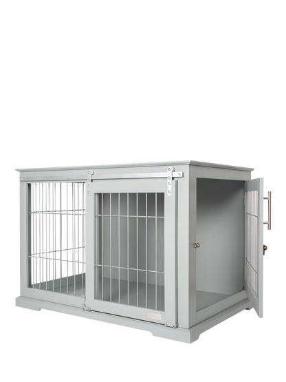 Lords & Labradors Wooden Sliding Door Dog Crate, Grey