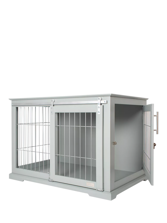 Lords & Labradors Wooden Sliding Door Dog Crate, Grey