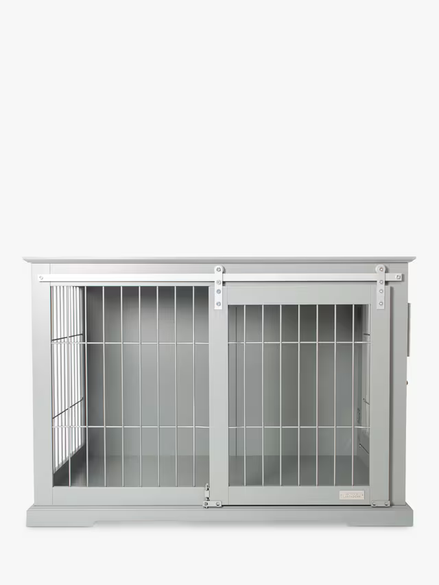 Lords & Labradors Wooden Sliding Door Dog Crate, Grey