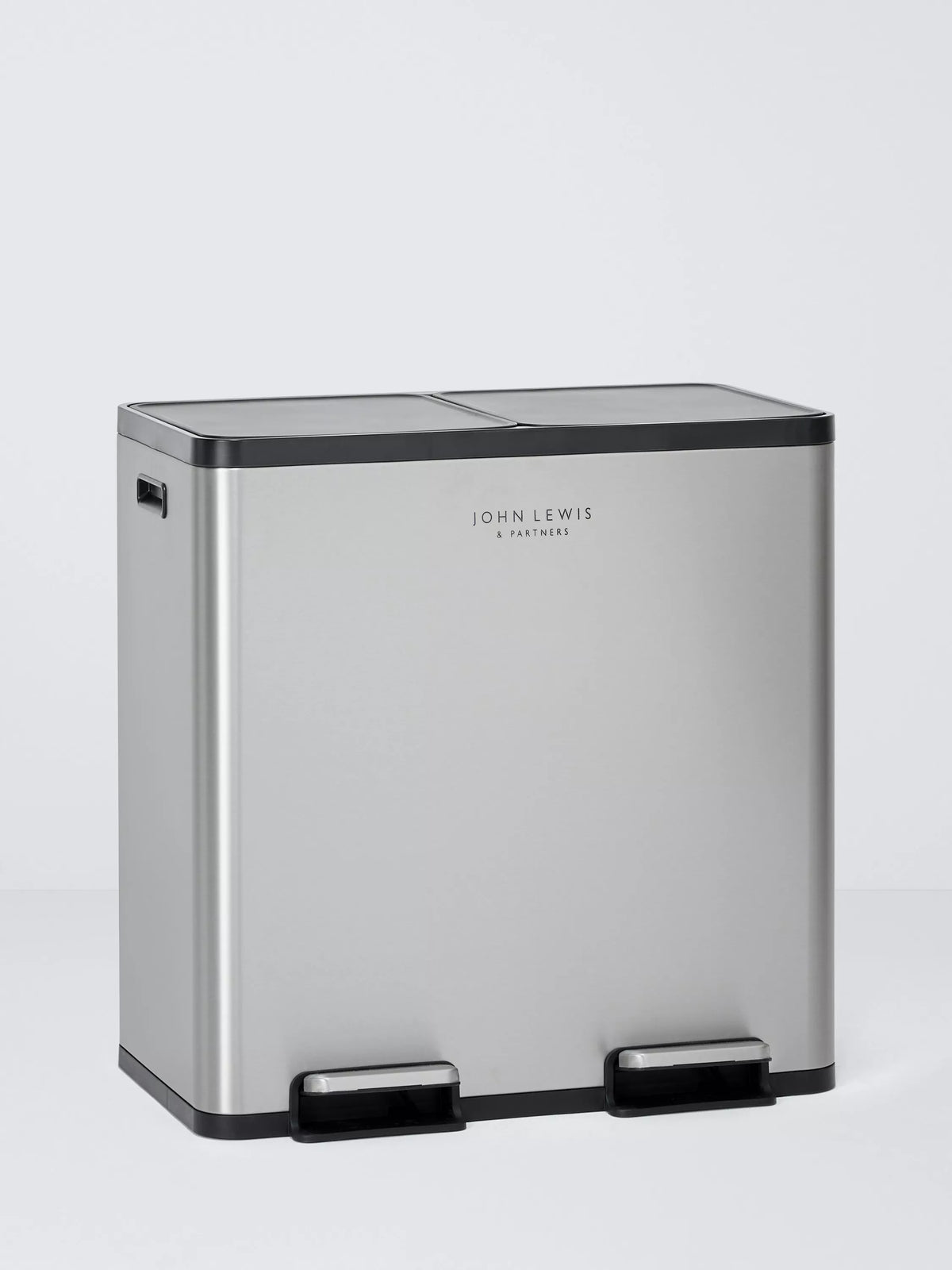 John Lewis 2 Section Recycling Bin, with Handles, 80L, Brushed Stainless Steel LIST