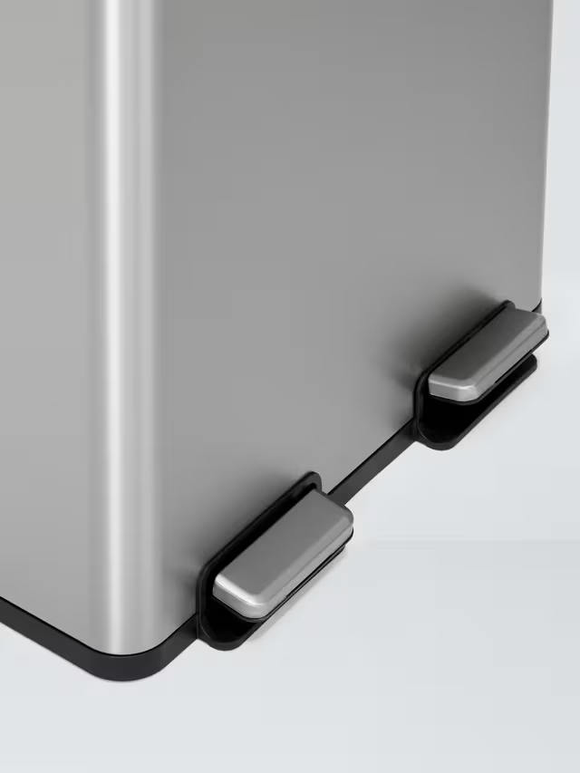 John Lewis 2 Section Recycling Bin, with Handles, 80L, Brushed Stainless Steel LIST
