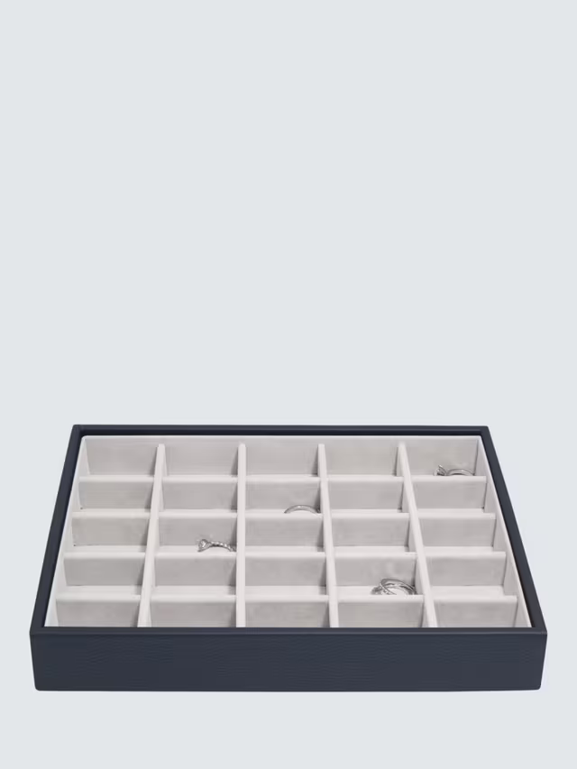 Stackers Classic 6 Layer Jewellery Box, Pebble Navy