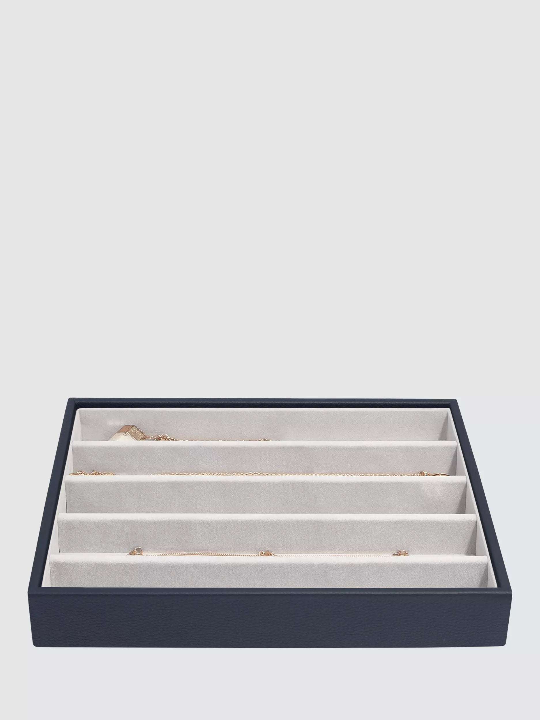 Stackers Classic 6 Layer Jewellery Box, Pebble Navy