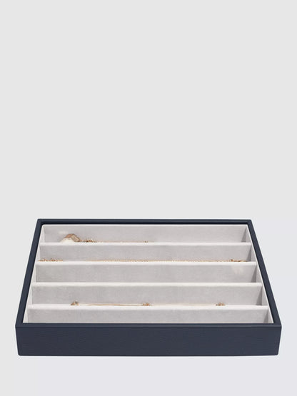 Stackers Classic 6 Layer Jewellery Box, Pebble Navy