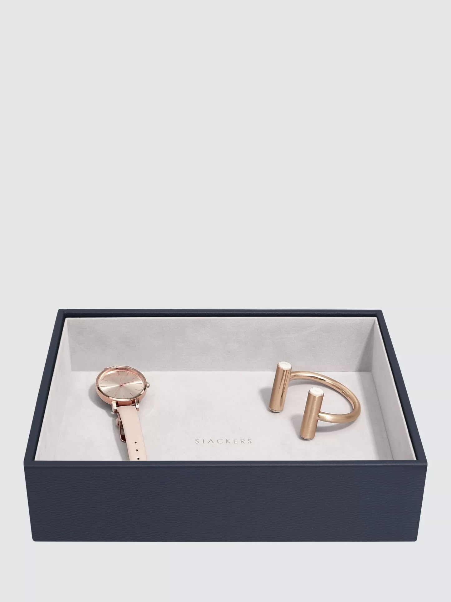 Stackers Classic 6 Layer Jewellery Box, Pebble Navy