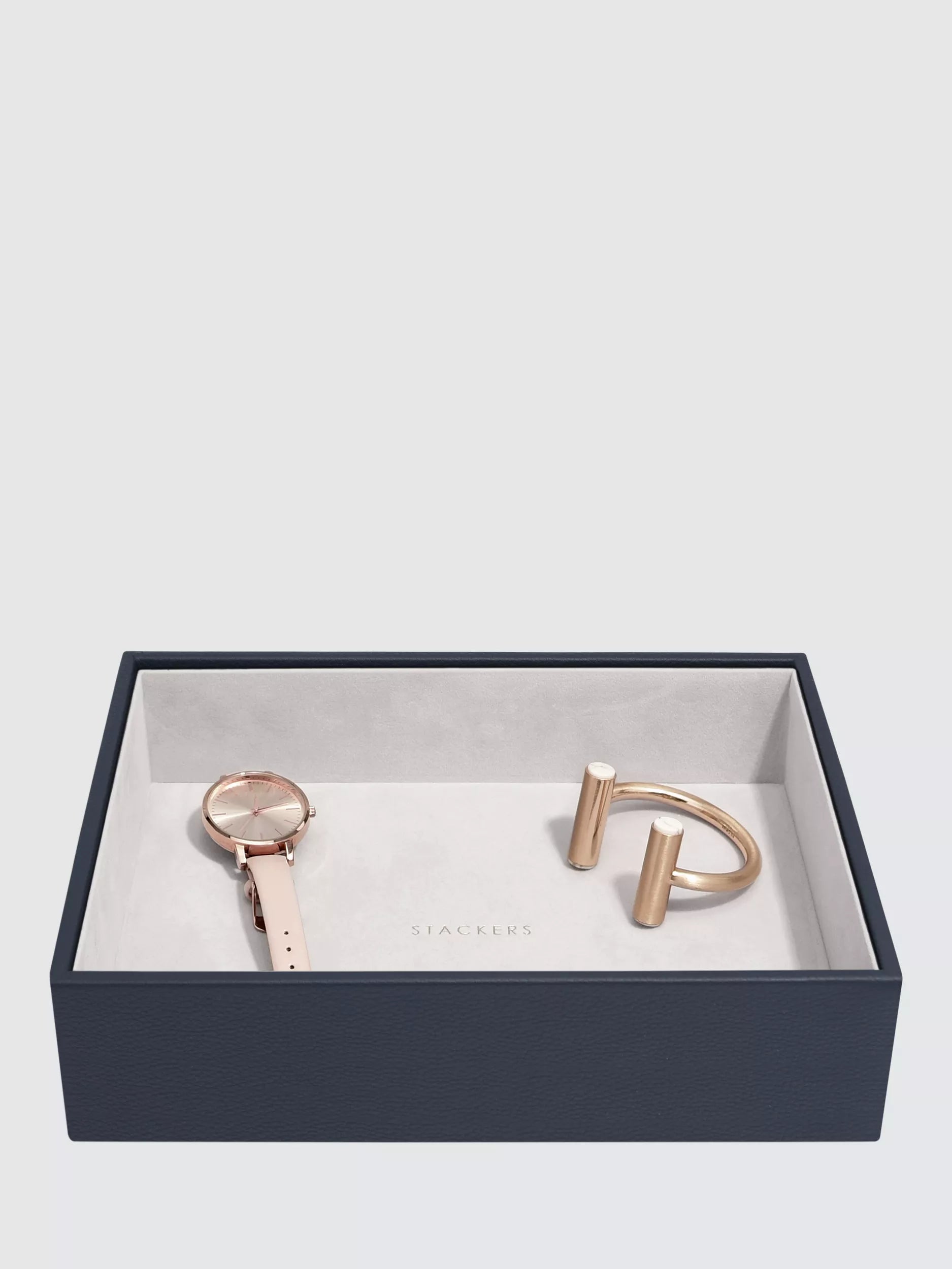 Stackers Classic 6 Layer Jewellery Box, Pebble Navy