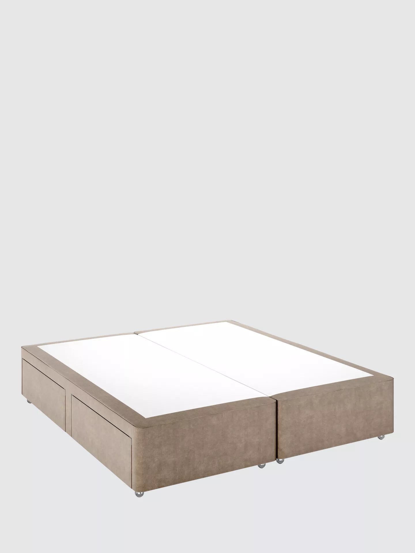 John Lewis Non-Sprung Upholstered 4 Drawer Divan Base, Super King Size, Soft Touch Chenille Mole