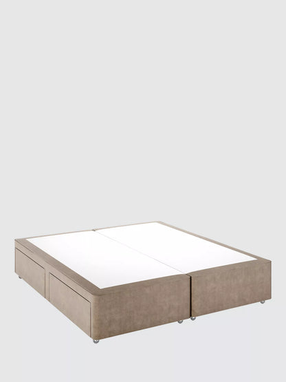 John Lewis Non-Sprung Upholstered 4 Drawer Divan Base, Super King Size, Soft Touch Chenille Mole