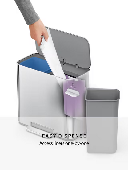 Simplehuman Mini Recycler Pedal Bin, 15L, White