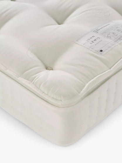 John Lewis Single Mattress Waitrose Wool 1800 Pocket Spring Pillowtop Medium Tension