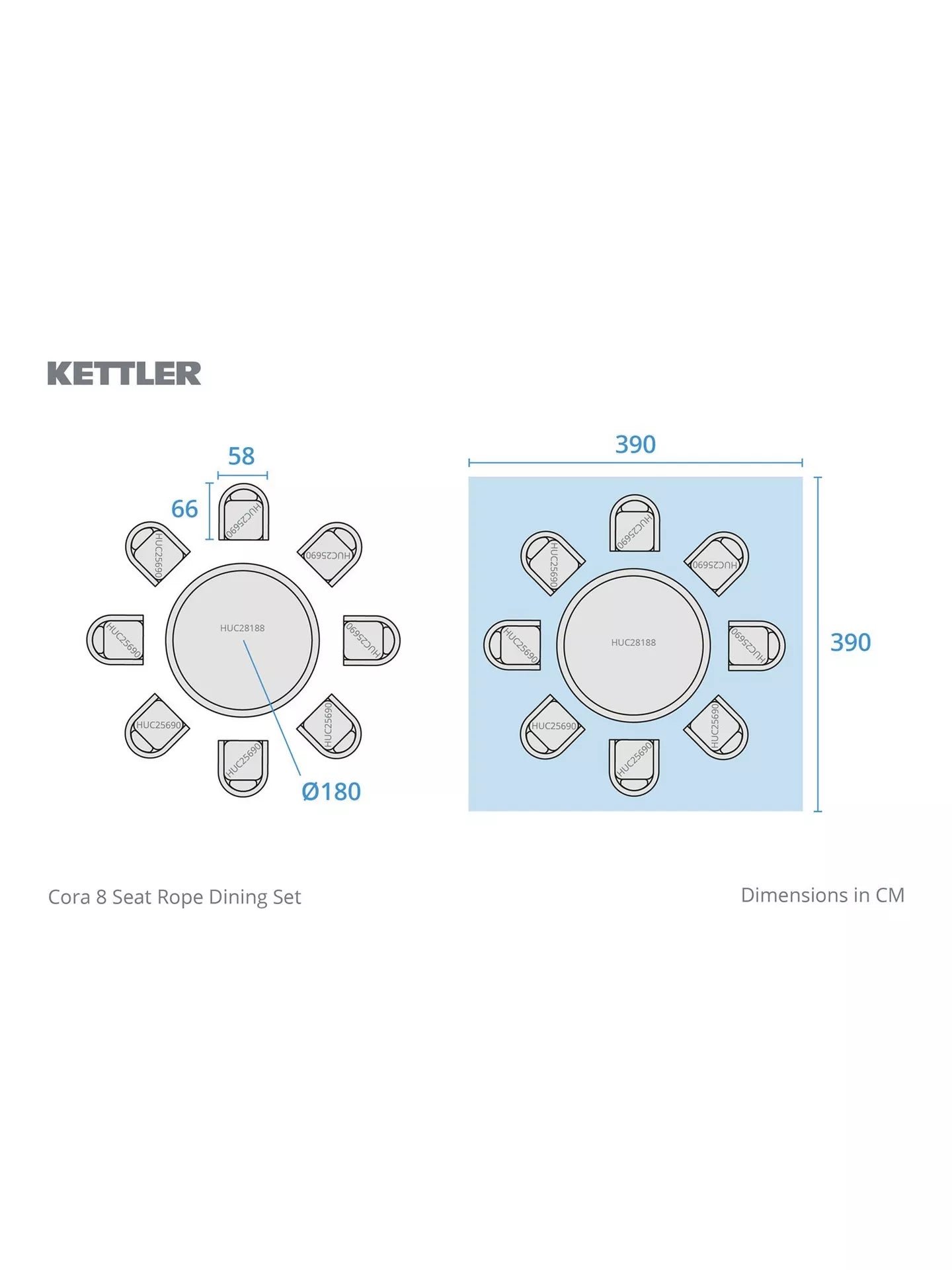 KETTLER Cora 8-Seater Round Garden Dining Table FSC-Certified (Acacia Wood), Natural