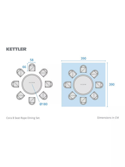 KETTLER Cora 8-Seater Round Garden Dining Table FSC-Certified (Acacia Wood), Natural