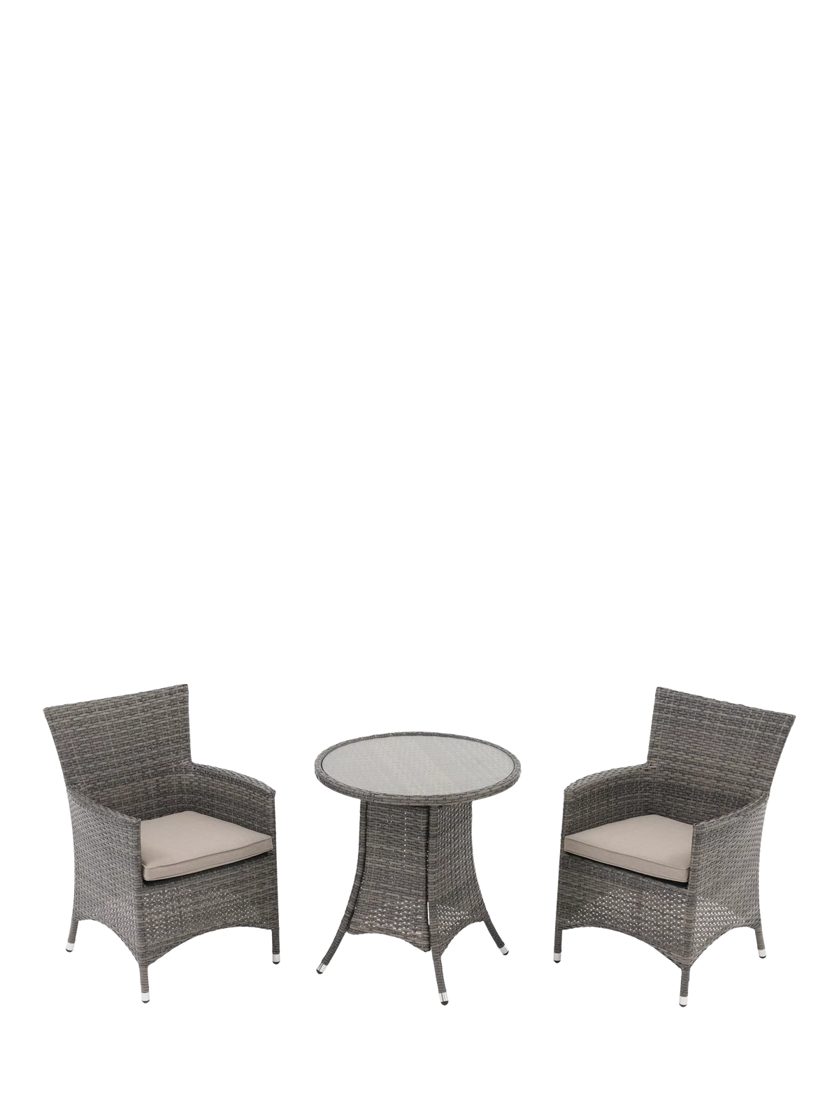 John Lewis Alora 2-Seater Garden Bistro Table & Chairs Set, Brown/Grey
