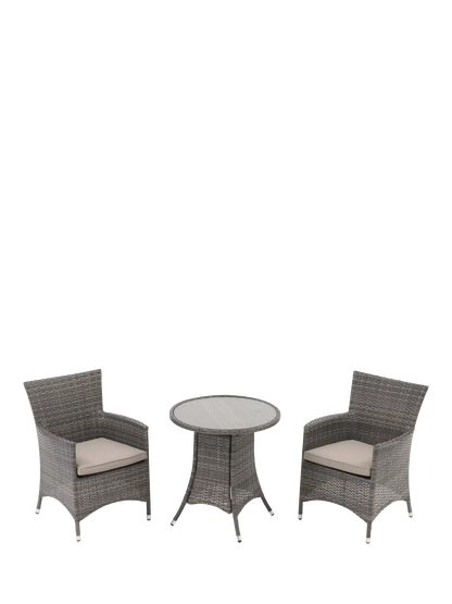 John Lewis Alora 2-Seater Garden Bistro Table & Chairs Set, Brown/Grey