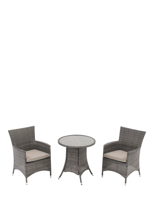 John Lewis Alora 2-Seater Garden Bistro Table & Chairs Set, Brown/Grey