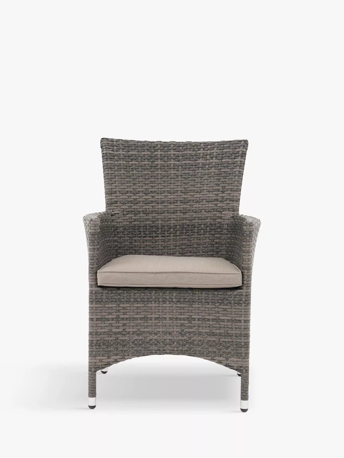 John Lewis Alora Woven Rattan 4-Seater Round Garden Dining Table & Chairs Set, Grey