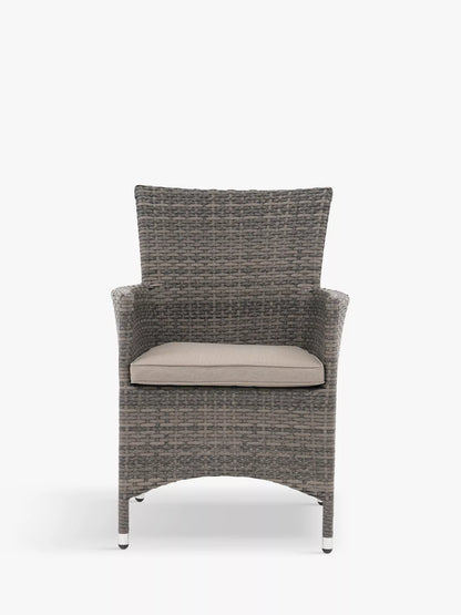 John Lewis Alora Woven Rattan 4-Seater Round Garden Dining Table & Chairs Set, Grey