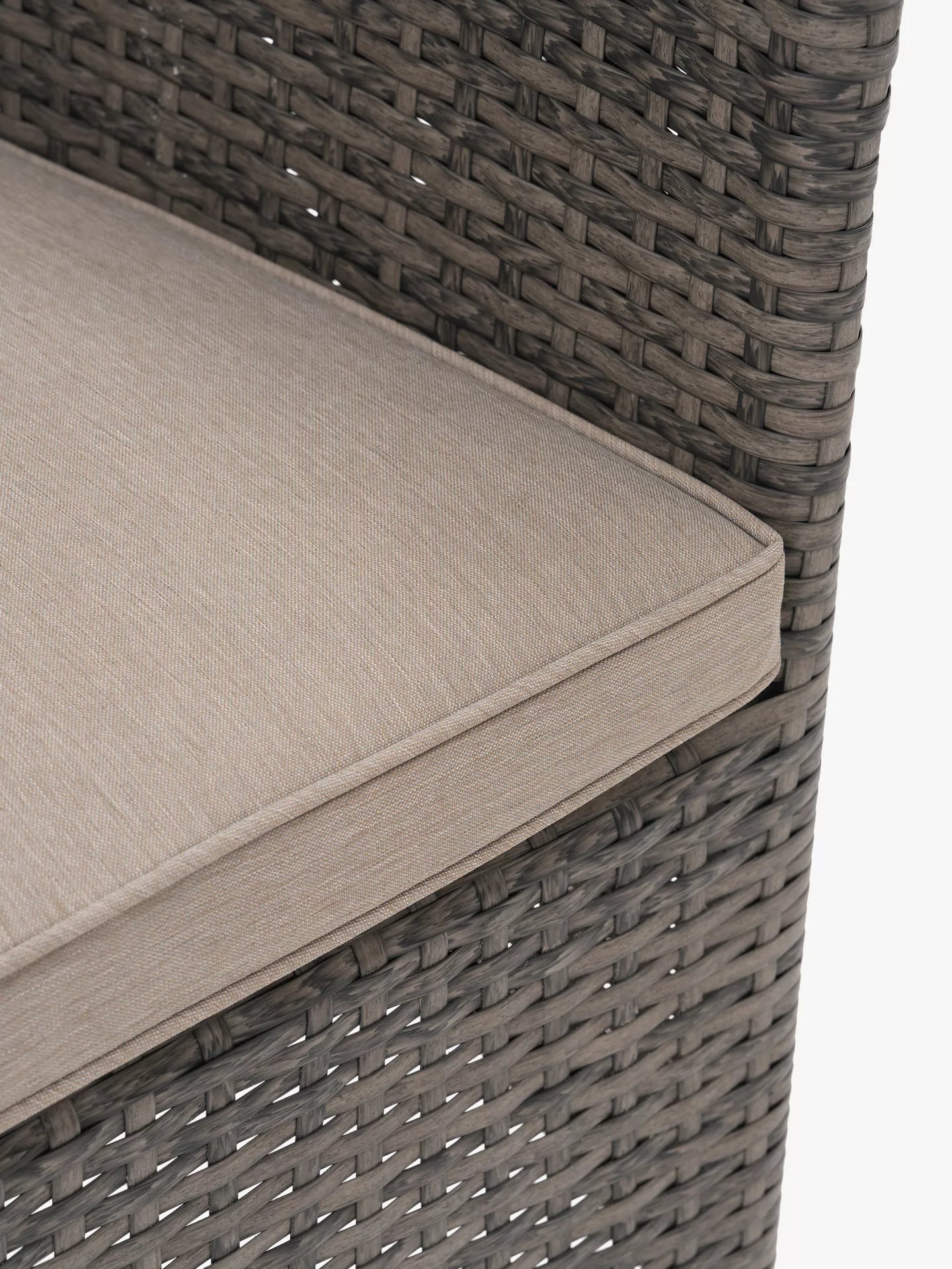 John Lewis Alora Woven Rattan 4-Seater Round Garden Dining Table & Chairs Set, Grey