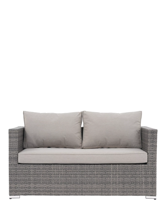 John Lewis Alora Woven Rattan 2-Seater Garden Sofa, Grey