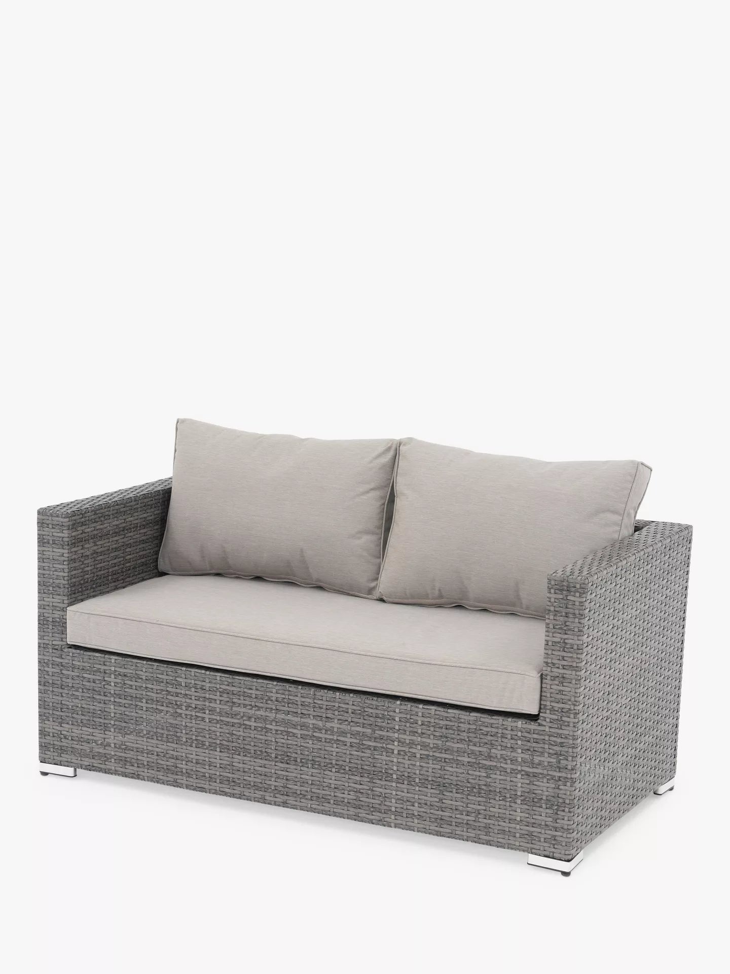 John Lewis Alora Woven Rattan 2-Seater Garden Sofa, Grey