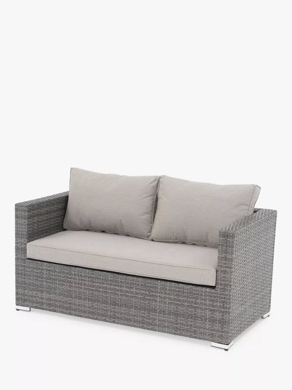 John Lewis Alora Woven Rattan 2-Seater Garden Sofa, Grey