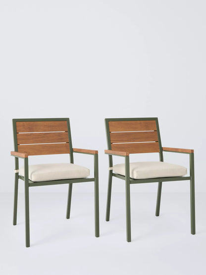 John Lewis Platform Garden Dining Armchair, Set of 2, Green
