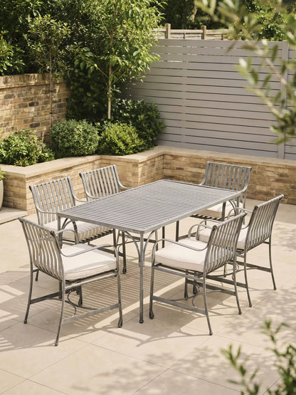 John Lewis Ribbon Metal Garden Dining Armchairs Grey Set of 2