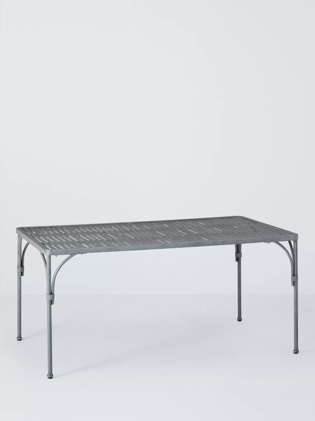 John Lewis Ribbon 6-Seater Rectangular Metal Garden Dining Table & Chairs Set, Grey