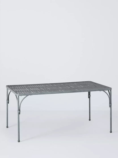 John Lewis Ribbon 6-Seater Rectangular Metal Garden Dining Table & Chairs Set, Grey