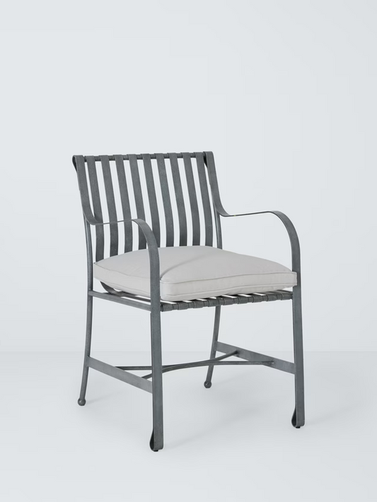 John Lewis Ribbon Metal Garden Dining Armchairs Grey Set of 2