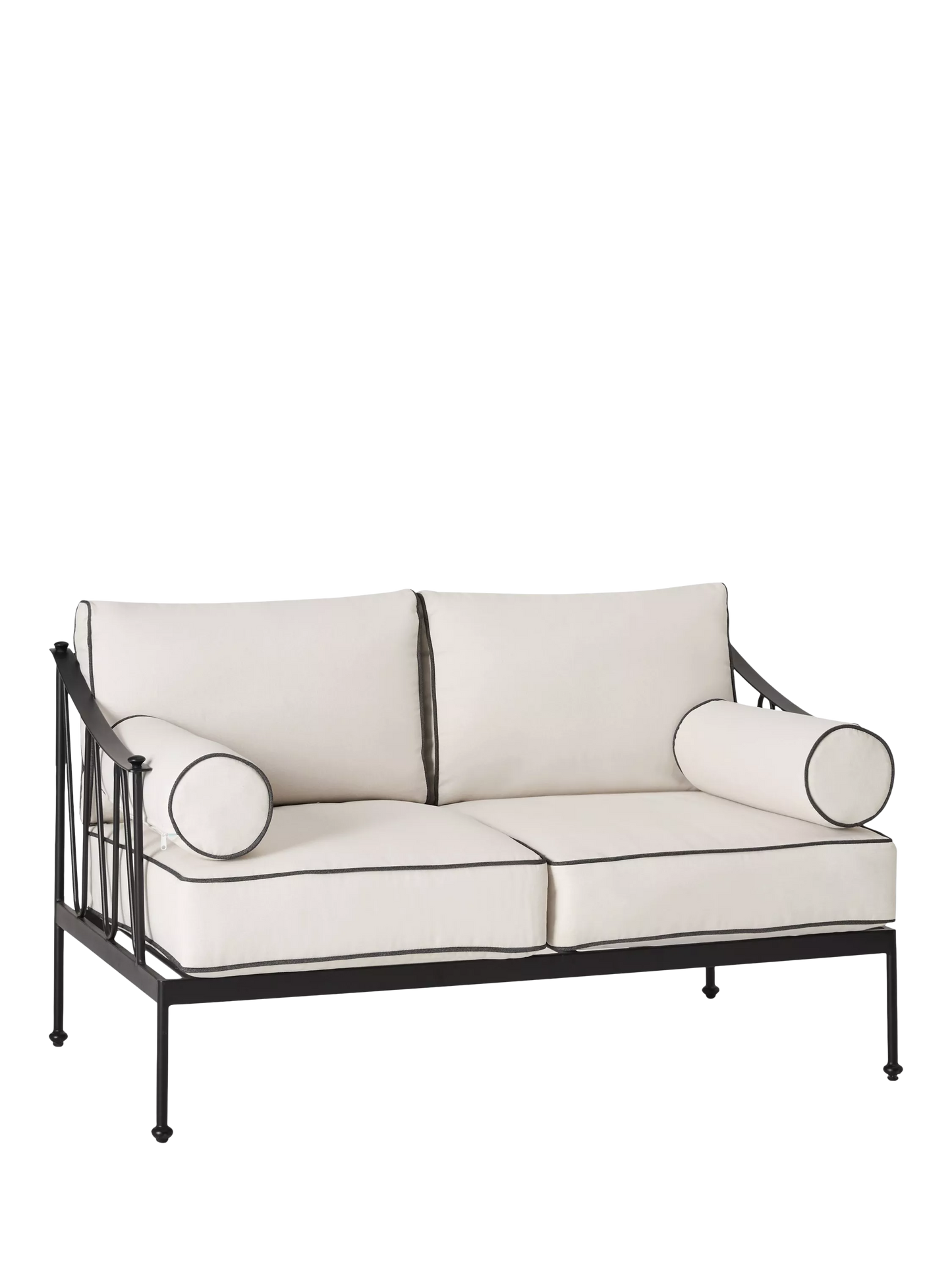John Lewis Solara Metal 2-Seater Garden Sofa, Black