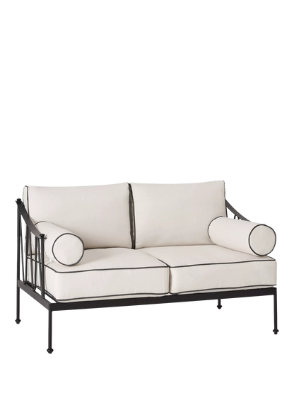 John Lewis Solara Metal 2-Seater Garden Sofa, Black