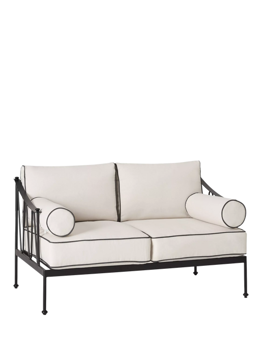 John Lewis Solara Metal 2-Seater Garden Sofa, Black