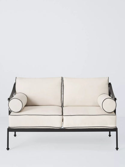 John Lewis Solara Metal 2-Seater Garden Sofa, Black