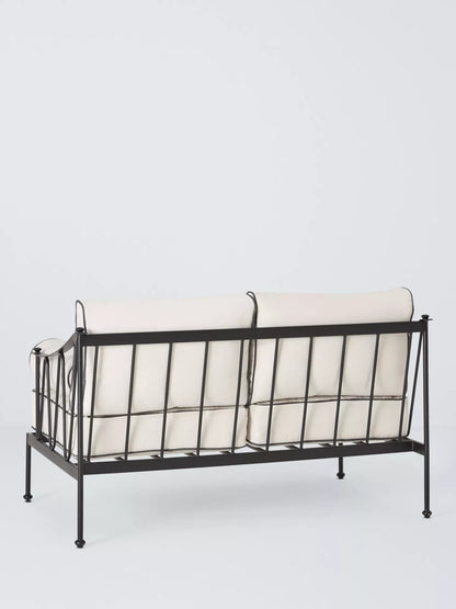 John Lewis Solara Metal 2-Seater Garden Sofa, Black