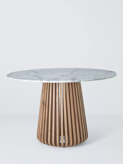 John Lewis Stave Marble Top 4 Seater Round Dining Table, Natural