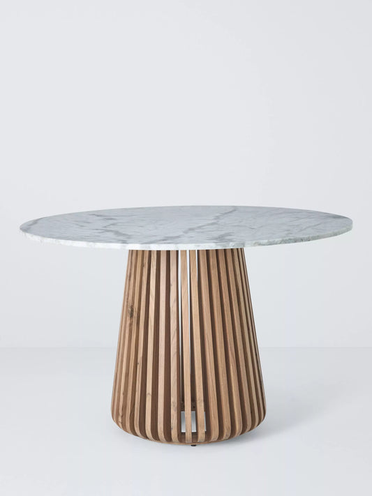 John Lewis Stave Marble Top 4 Seater Round Dining Table, Natural
