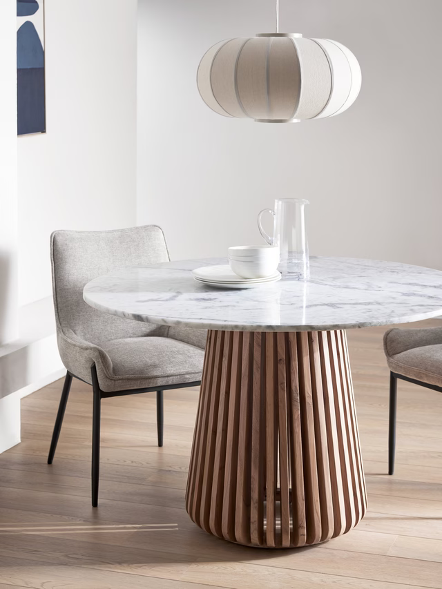 John Lewis Stave Marble Top 4 Seater Round Dining Table, Natural